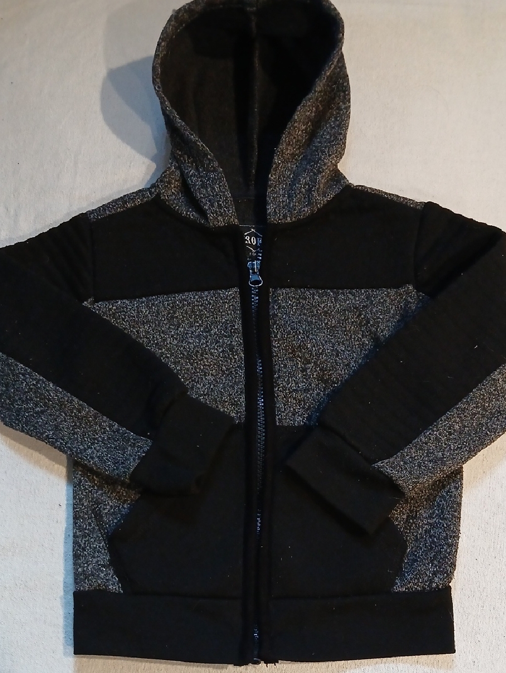 ROK Kids Hooded Zip-Up Sweater Jacket - Black and Gray